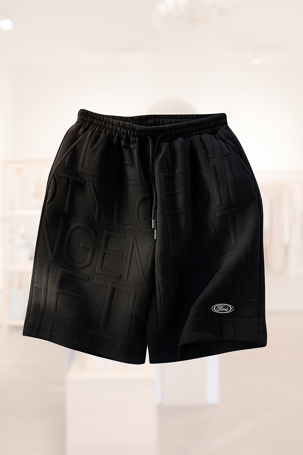 Embossed Text Streetwear Shorts (Unisex)