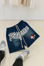 “Rich$$” Street Style Rhinestone Shorts