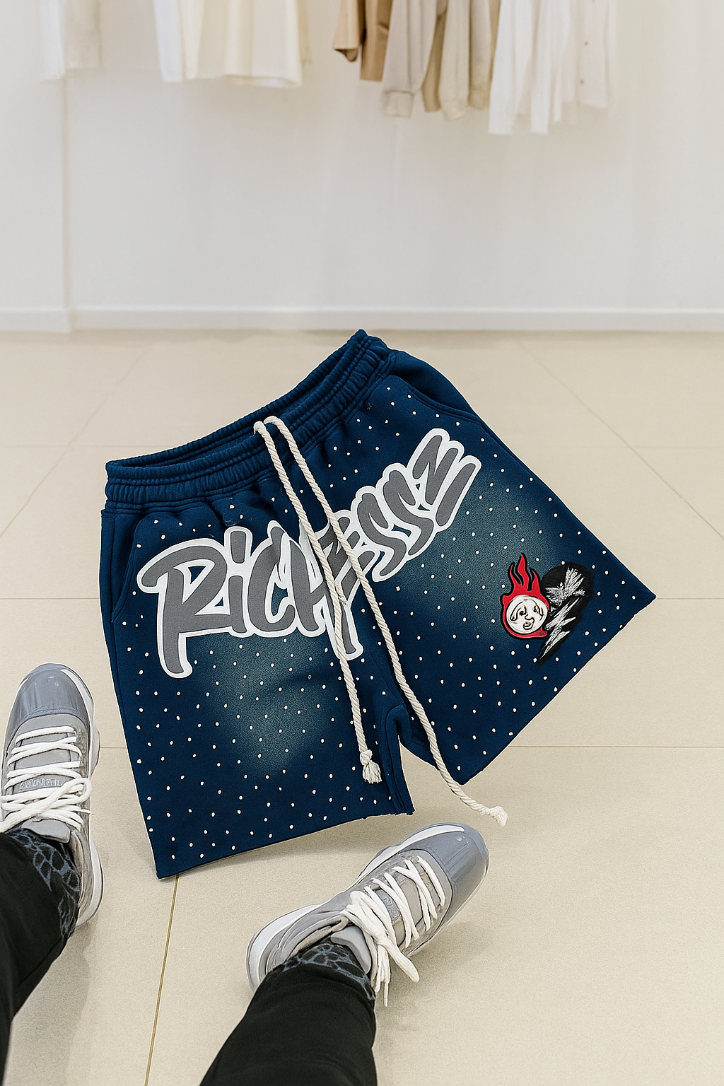 “Rich$$” Street Style Rhinestone Shorts