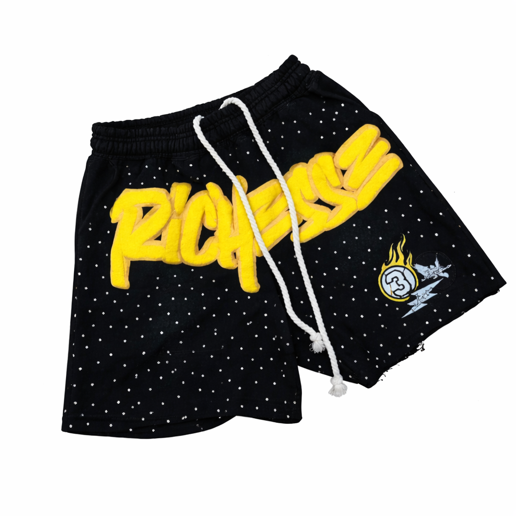 “Rich$$” Street Style Rhinestone Shorts