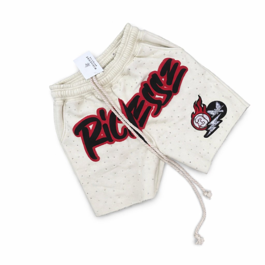 “Rich$$” Street Style Rhinestone Shorts