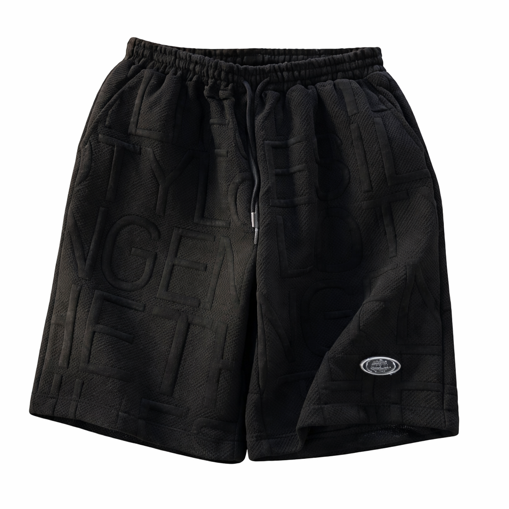 Embossed Text Streetwear Shorts (Unisex)